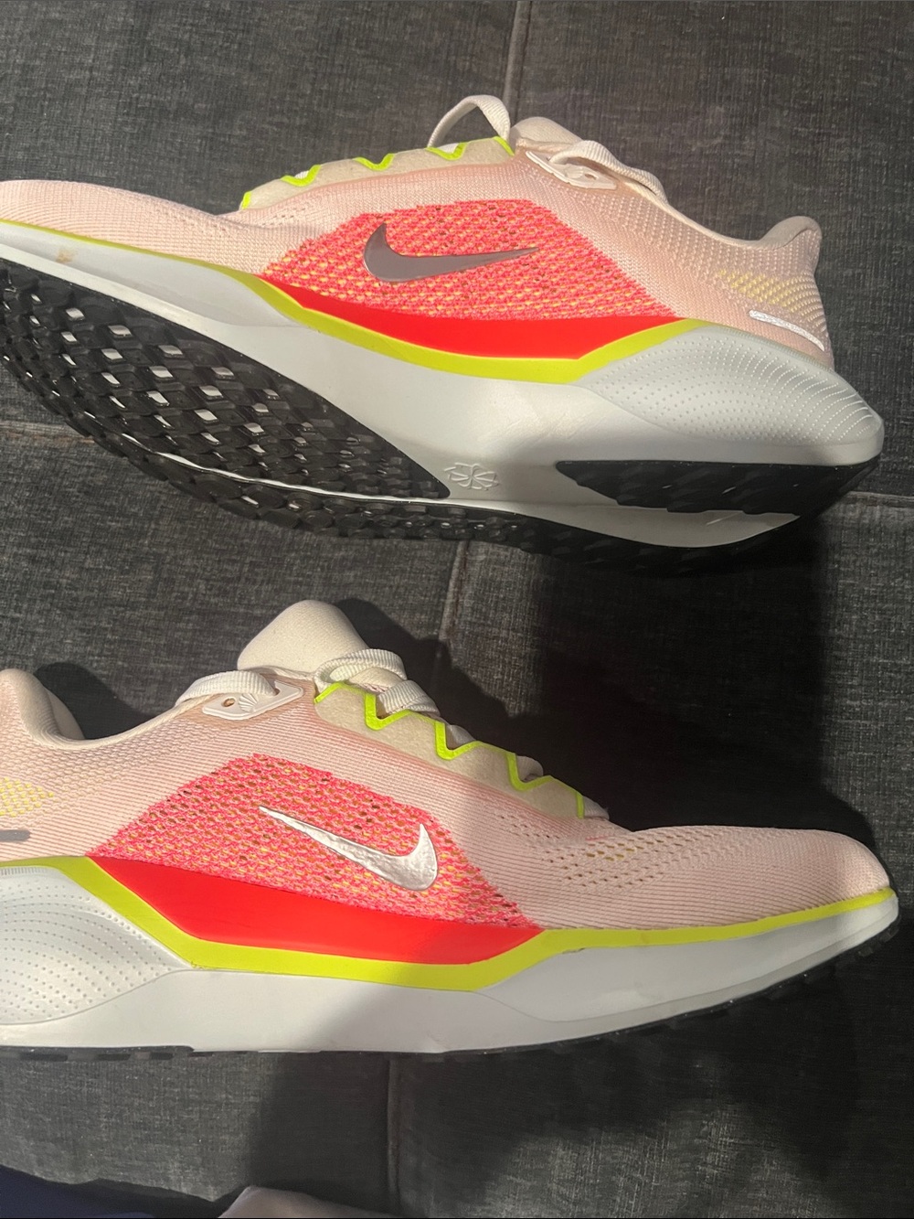 Nike Women's Pink and Neon Yellow Running Shoes